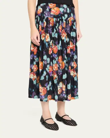 Ulla Johnson Blanche Pleated Floral Midi Skirt | Thumbnail 4 Ulla Johnson Blanche Pleated Floral Midi Skirt | Thumbnail 4