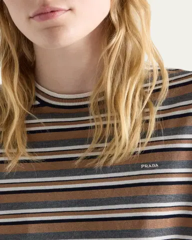 Prada Short-Sleeve Striped Jersey T-Shirt | Thumbnail 5 Prada Short-Sleeve Striped Jersey T-Shirt | Thumbnail 5