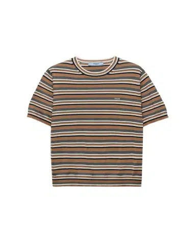 Prada Short-Sleeve Striped Jersey T-Shirt | Thumbnail 1 Prada Short-Sleeve Striped Jersey T-Shirt | Thumbnail 1