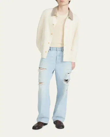 Frame Men's Corduroy-Collar Canvas Shirt Jacket | Thumbnail 2
