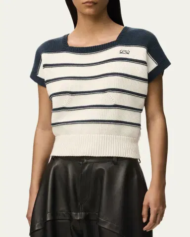 Loewe Short-Sleeve Stripe Knit Sweater | Thumbnail 4 Loewe Short-Sleeve Stripe Knit Sweater | Thumbnail 4