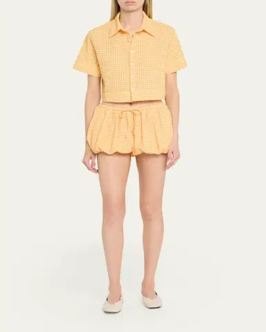 Simkhai Reeves Textured Gingham Camp Shirt | Thumbnail 2 Simkhai Reeves Textured Gingham Camp Shirt | Thumbnail 2