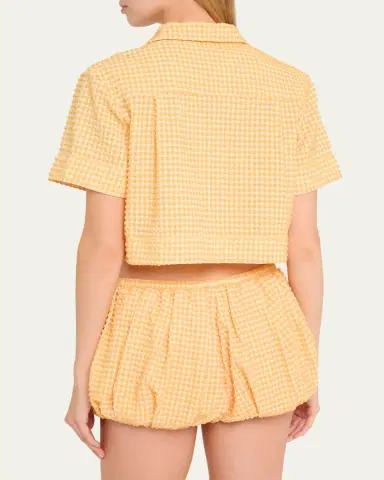 Simkhai Reeves Textured Gingham Camp Shirt | Thumbnail 3 Simkhai Reeves Textured Gingham Camp Shirt | Thumbnail 3