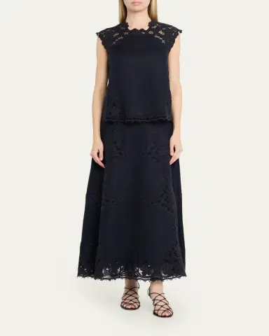 Ulla Johnson Fleur Embroidered Linen-Blend Midi Skirt | Thumbnail 2