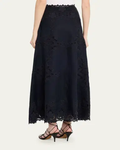 Ulla Johnson Fleur Embroidered Linen-Blend Midi Skirt | Thumbnail 3