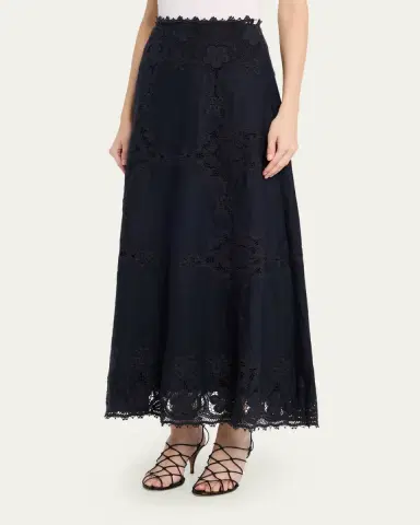 Ulla Johnson Fleur Embroidered Linen-Blend Midi Skirt | Thumbnail 4