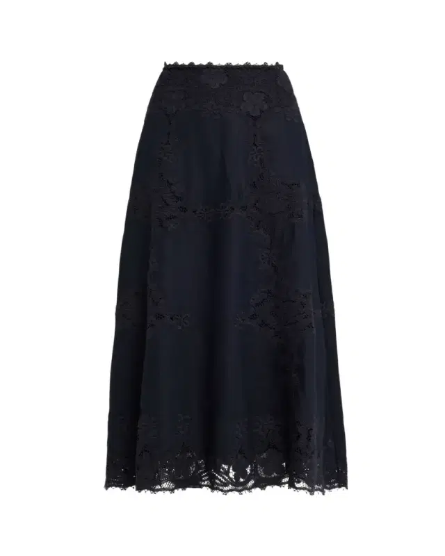 Ulla Johnson Fleur Embroidered Linen-Blend Midi Skirt