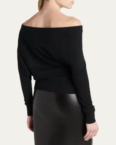 Tom Ford Wool-Silk Asymmetric Off-Shoulder Sweater | Thumbnail 3 Tom Ford Wool-Silk Asymmetric Off-Shoulder Sweater | Thumbnail 3