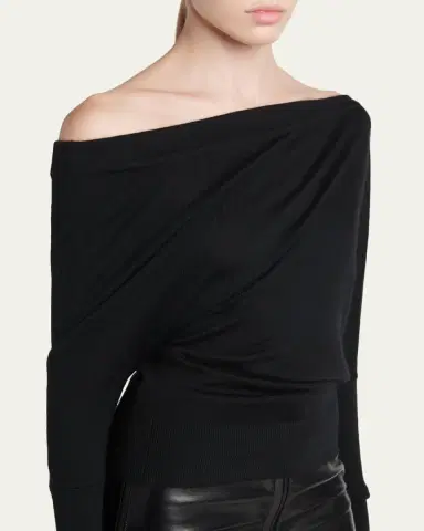 Tom Ford Wool-Silk Asymmetric Off-Shoulder Sweater | Thumbnail 5 Tom Ford Wool-Silk Asymmetric Off-Shoulder Sweater | Thumbnail 5