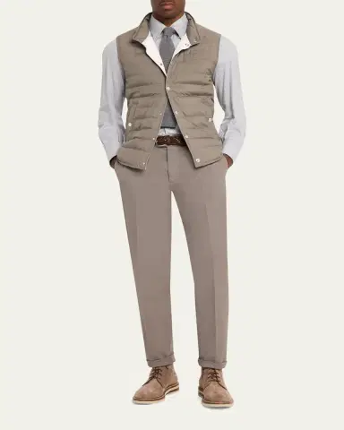 Brunello Cucinelli Men's Quilted Snap-Front Quilted Vest | Thumbnail 2