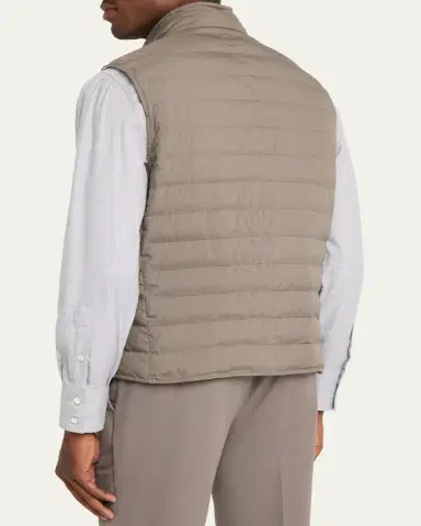 Brunello Cucinelli Men's Quilted Snap-Front Quilted Vest | Thumbnail 3