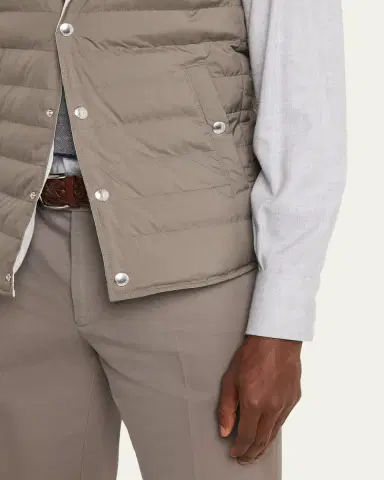 Brunello Cucinelli Men's Quilted Snap-Front Quilted Vest | Thumbnail 5