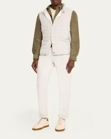 Brunello Cucinelli Men's Quilted Snap-Front Quilted Vest | Thumbnail 7