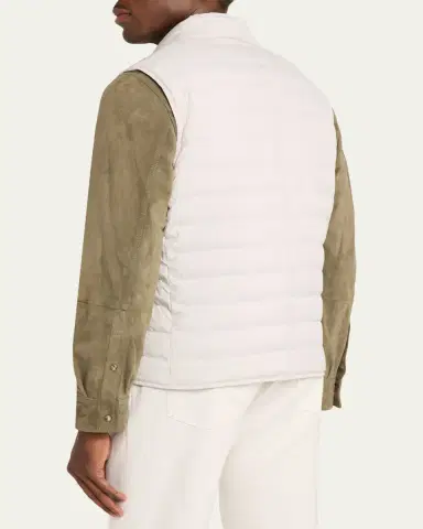 Brunello Cucinelli Men's Quilted Snap-Front Quilted Vest | Thumbnail 8