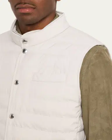 Brunello Cucinelli Men's Quilted Snap-Front Quilted Vest | Thumbnail 10