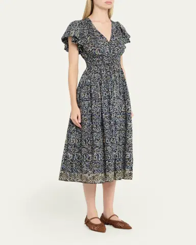 Ulla Johnson Lyria Printed Cotton Midi Dress | Thumbnail 4 Ulla Johnson Lyria Printed Cotton Midi Dress | Thumbnail 4