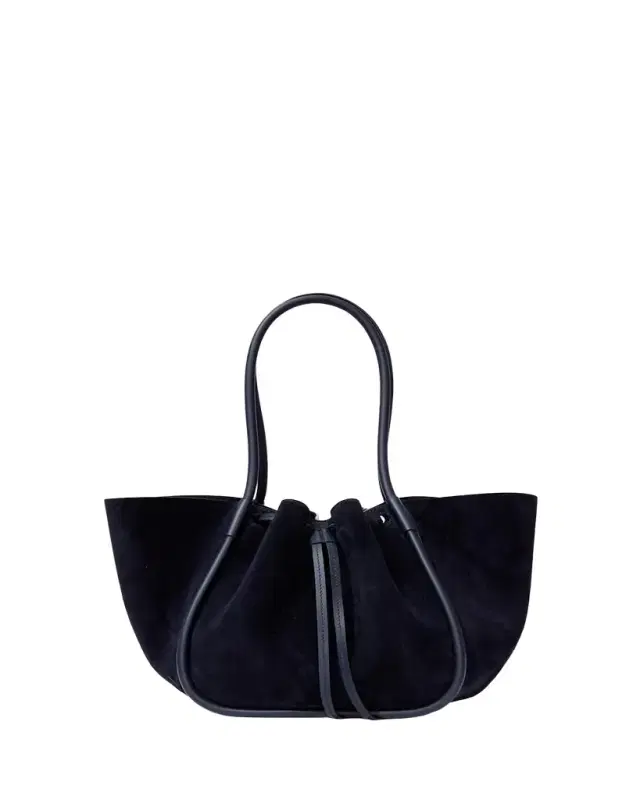 Large Drawstring Suede Tote Bag