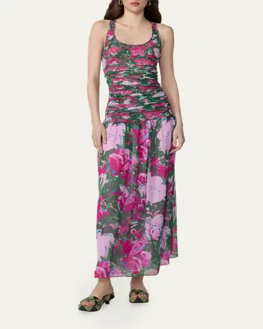 Diane von Furstenberg Lorna Ruched Floral-Print Midi Dress | Thumbnail 2 Diane von Furstenberg Lorna Ruched Floral-Print Midi Dress | Thumbnail 2
