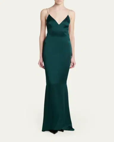 Tom Ford Crystal-Trim Backless Satin Mermaid Gown | Thumbnail 2