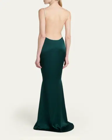 Tom Ford Crystal-Trim Backless Satin Mermaid Gown | Thumbnail 3