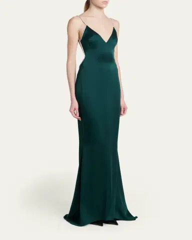 Tom Ford Crystal-Trim Backless Satin Mermaid Gown | Thumbnail 4