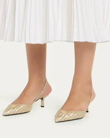 Prada 55mm Triangle Logo Woven Leather Slingback Pumps | Thumbnail 2
