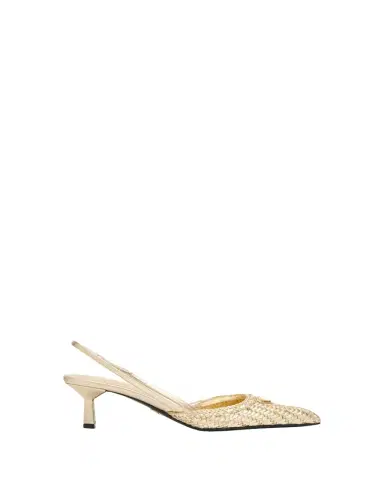 Prada 55mm Triangle Logo Woven Leather Slingback Pumps | Thumbnail 1