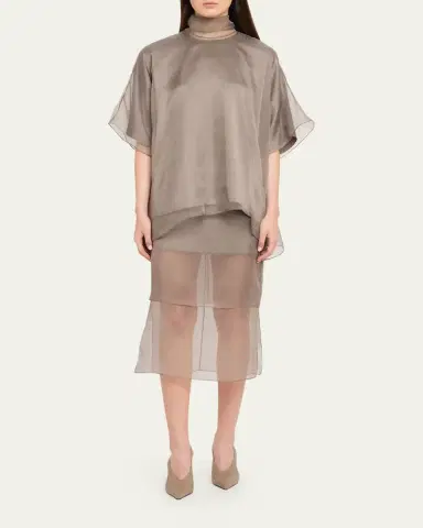 Brandon Maxwell Cali Scarf-Neck Silk Organza Blouse | Thumbnail 2 Brandon Maxwell Cali Scarf-Neck Silk Organza Blouse | Thumbnail 2