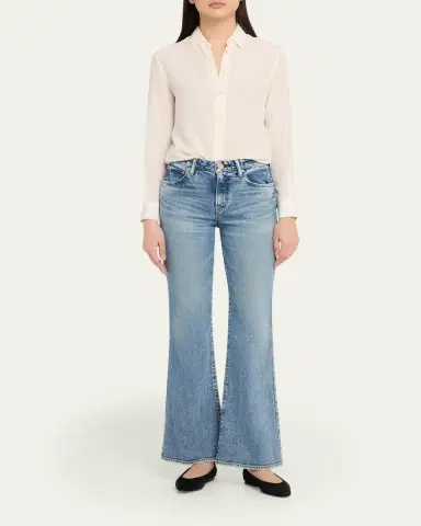 Moussy Vintage Washed Denim Mid-Rise Flared Jeans | Thumbnail 2