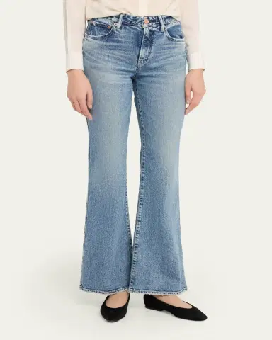 Moussy Vintage Washed Denim Mid-Rise Flared Jeans | Thumbnail 4