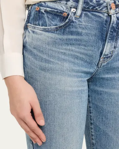 Moussy Vintage Washed Denim Mid-Rise Flared Jeans | Thumbnail 5