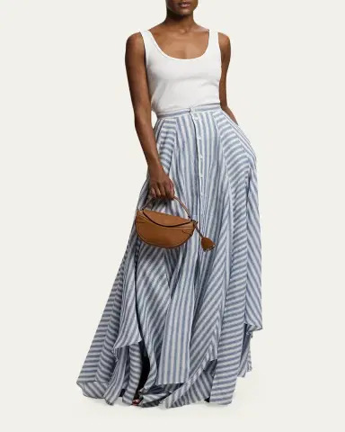 Ralph Lauren Collection Alternating Lines Umbrella Linen Skirt | Thumbnail 2