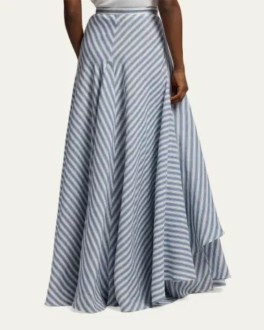 Ralph Lauren Collection Alternating Lines Umbrella Linen Skirt | Thumbnail 3