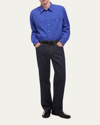 Helmut Lang Men's Pinstripe Poplin Double-Pocket Button-Down Shirt | Thumbnail 2 Helmut Lang Men's Pinstripe Poplin Double-Pocket Button-Down Shirt | Thumbnail 2