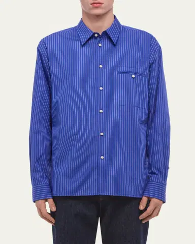 Helmut Lang Men's Pinstripe Poplin Double-Pocket Button-Down Shirt | Thumbnail 4 Helmut Lang Men's Pinstripe Poplin Double-Pocket Button-Down Shirt | Thumbnail 4
