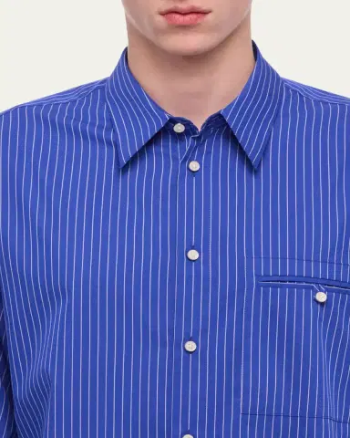 Helmut Lang Men's Pinstripe Poplin Double-Pocket Button-Down Shirt | Thumbnail 5 Helmut Lang Men's Pinstripe Poplin Double-Pocket Button-Down Shirt | Thumbnail 5