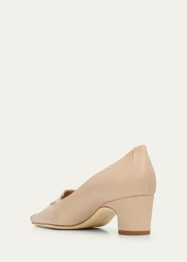 Manolo Blahnik 50mm Cleofelo Low-Heel Leather Pumps | Thumbnail 2 Manolo Blahnik 50mm Cleofelo Low-Heel Leather Pumps | Thumbnail 2
