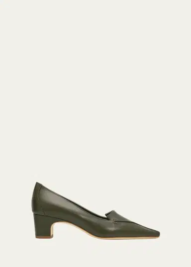 Manolo Blahnik 50mm Cleofelo Low-Heel Leather Pumps | Thumbnail 4 Manolo Blahnik 50mm Cleofelo Low-Heel Leather Pumps | Thumbnail 4