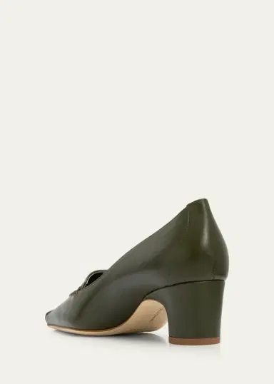 Manolo Blahnik 50mm Cleofelo Low-Heel Leather Pumps | Thumbnail 5 Manolo Blahnik 50mm Cleofelo Low-Heel Leather Pumps | Thumbnail 5