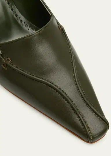 Manolo Blahnik 50mm Cleofelo Low-Heel Leather Pumps | Thumbnail 6 Manolo Blahnik 50mm Cleofelo Low-Heel Leather Pumps | Thumbnail 6