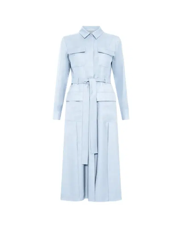 Gabriela Hearst Meyer Meyer Virgin Wool and Silk Belted Midi Shirtdress