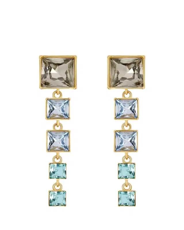 Oscar de la Renta Square-Cut Rhinestone Dangle Earrings