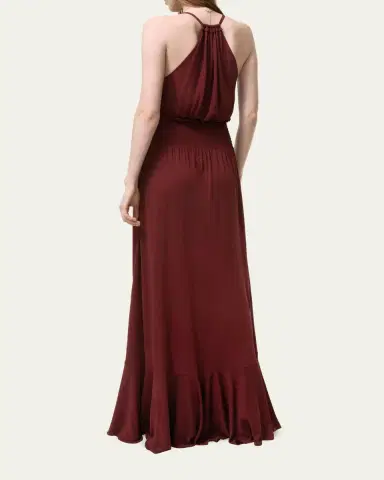 Burberry Leona Smocked Drawstring Halter Maxi Dress | Thumbnail 3