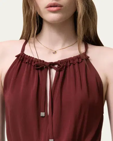 Burberry Leona Smocked Drawstring Halter Maxi Dress | Thumbnail 4
