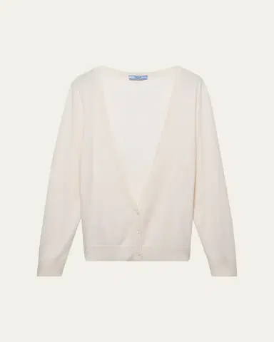 Prada Plunging V-Neck Cashmere Cardigan | Thumbnail 8 Prada Plunging V-Neck Cashmere Cardigan | Thumbnail 8