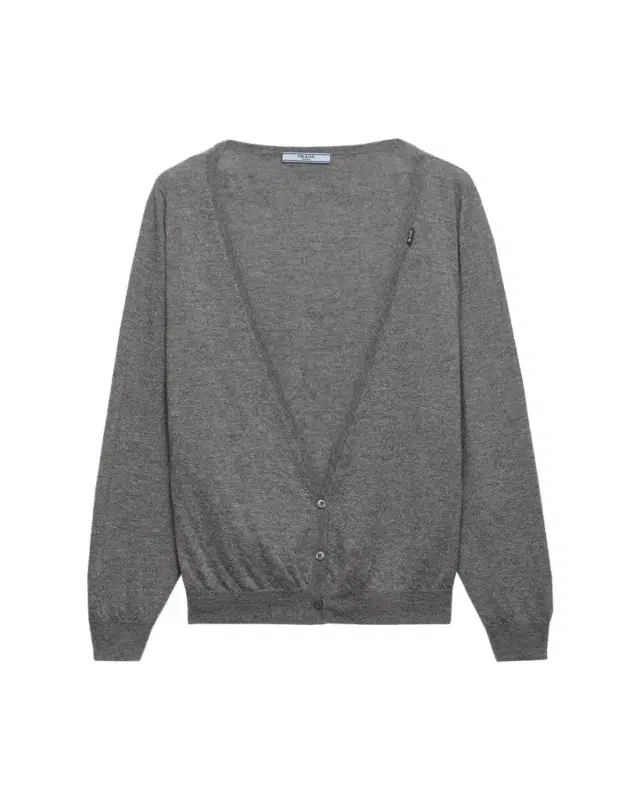 Prada Plunging V-Neck Cashmere Cardigan