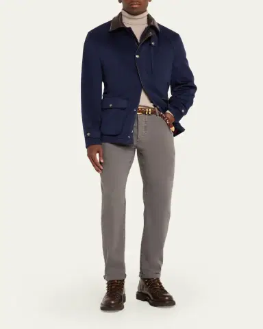 Brunello Cucinelli Men's Dyed Denim Slim-Straight Leg Five-Pocket Pants | Thumbnail 2
