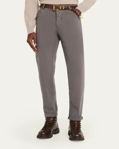 Brunello Cucinelli Men's Dyed Denim Slim-Straight Leg Five-Pocket Pants | Thumbnail 4