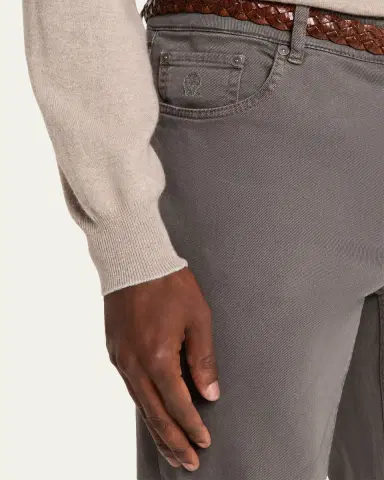 Brunello Cucinelli Men's Dyed Denim Slim-Straight Leg Five-Pocket Pants | Thumbnail 5
