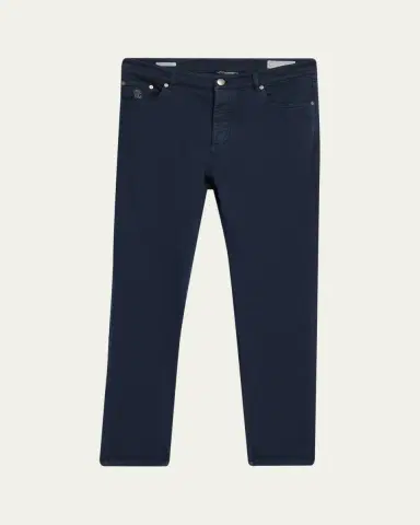 Brunello Cucinelli Men's Dyed Denim Slim-Straight Leg Five-Pocket Pants | Thumbnail 6